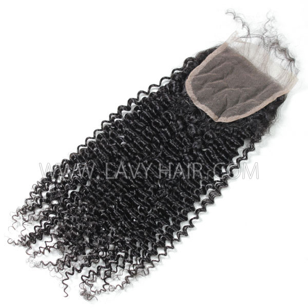 Superior Grade 4C Kinky Edge Lace closure 4*4" Kinky Curly Human hair Afro Curly medium brown Swiss lace