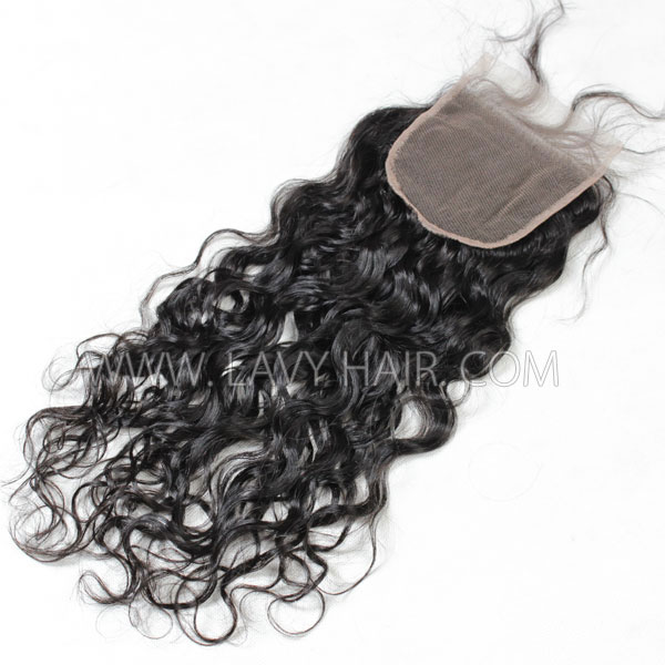 Superior Grade 4C Curly Hairline Lace top closure 4*4" Natural wave Human hair medium brown Swiss lace