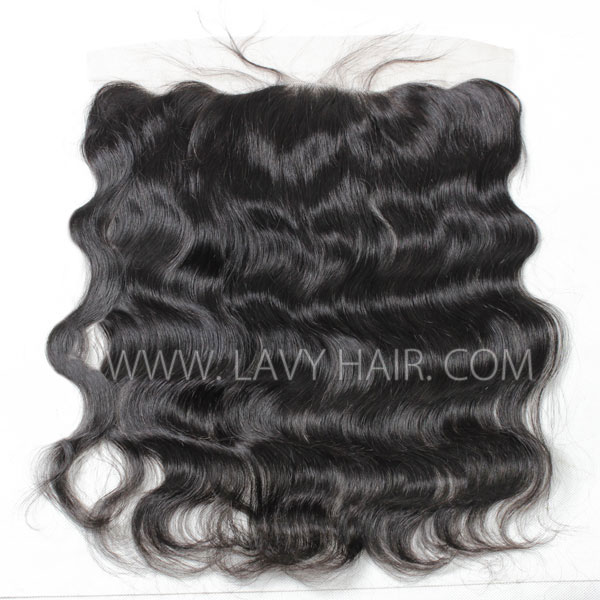 (New)Superior Grade #1B Color Ear to ear 13*4 Lace Frontal Human hair Swiss lace Straight/Wavy/Curly All Texture 4C Curly Hairline