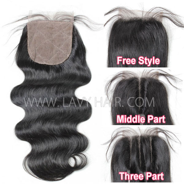 Silk base closure 4*4 Straight/Wavy/Curly All Texture Human hair medium brown