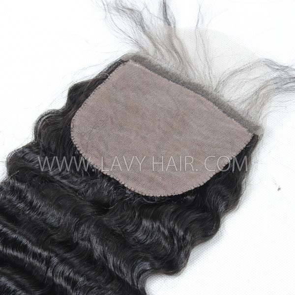 (All Texture Link) 4*4 and 5*5 Silk base Lace closure Mimic Scalp Human Hair Transparent Lace