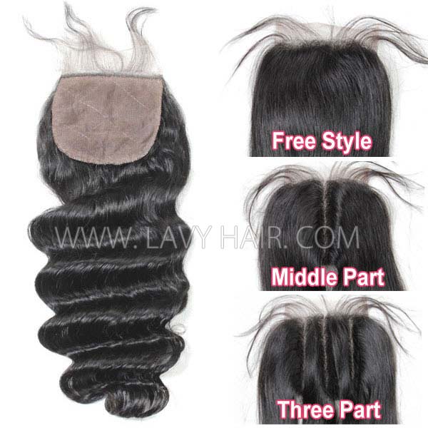 Silk base closure 4*4 Loose Wave Human hair medium brown