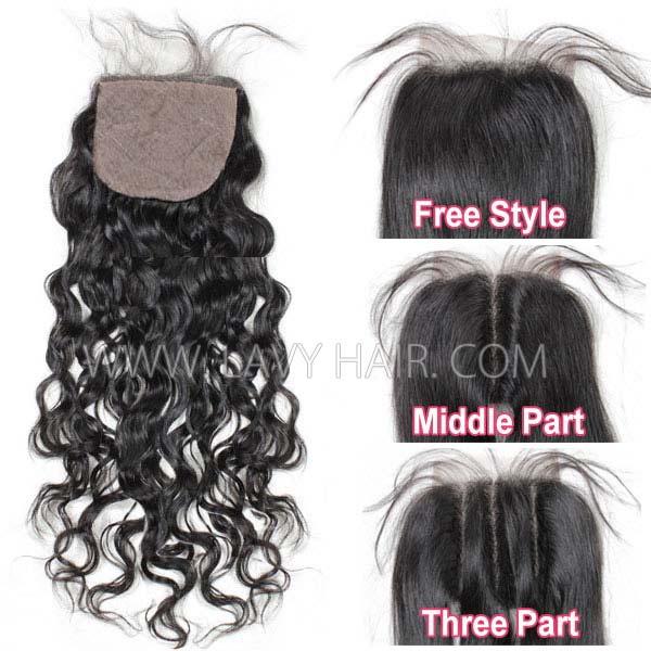 Silk base closure 4*4 Natural Wave Human hair medium brown