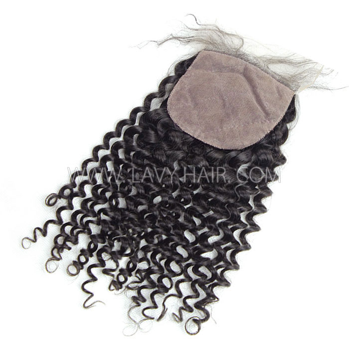 Silk base closure 4*4 Deep Curly Human hair medium brown