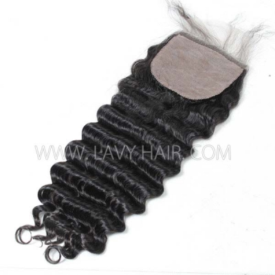 (All Texture Link) 4*4 and 5*5 Silk base Lace closure Mimic Scalp Human Hair Transparent Lace