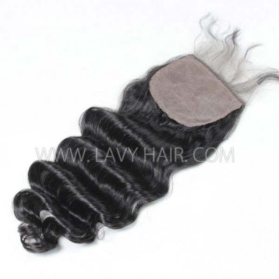 Silk base closure 4*4 Loose Wave Human hair medium brown