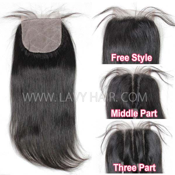 Silk base closure 4*4 Straight Human hair medium brown