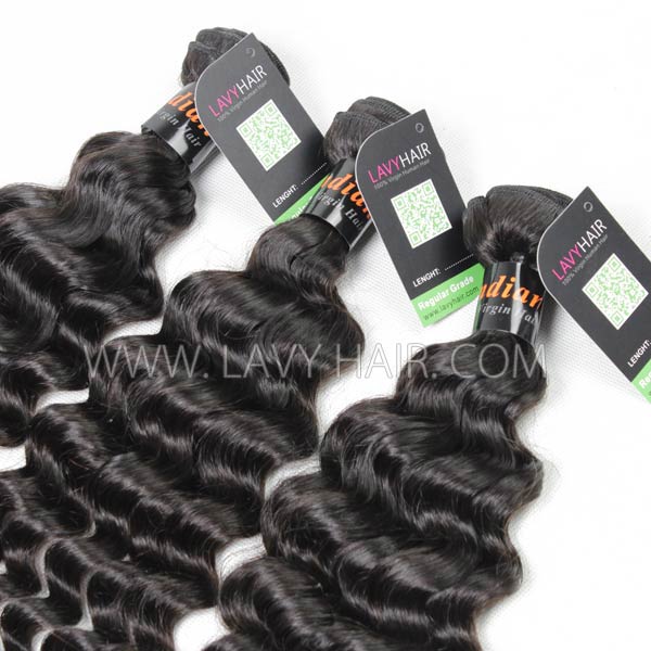 Regular Grade 1 Bundle Indian Deep Wave Virgin Human Hair Extensions