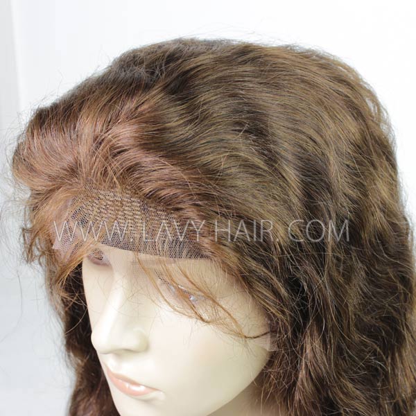 #4 Brown Color Lace Frontal Wigs 130% Density Body Wave Human Hair