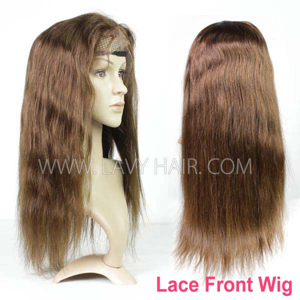 #4 Brown Color Lace Frontal Wigs 130% Density Straight Hair Human hair
