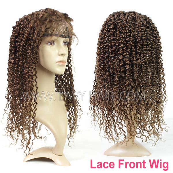 #4 Brown Color brown Color Lace Frontal Wigs 130% Density Deep Curly Human Hair