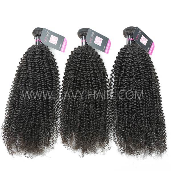 Superior Grade mix 3 bundles with silk base closure 4*4" Malaysian Kinky Curly Virgin Human hair extensions