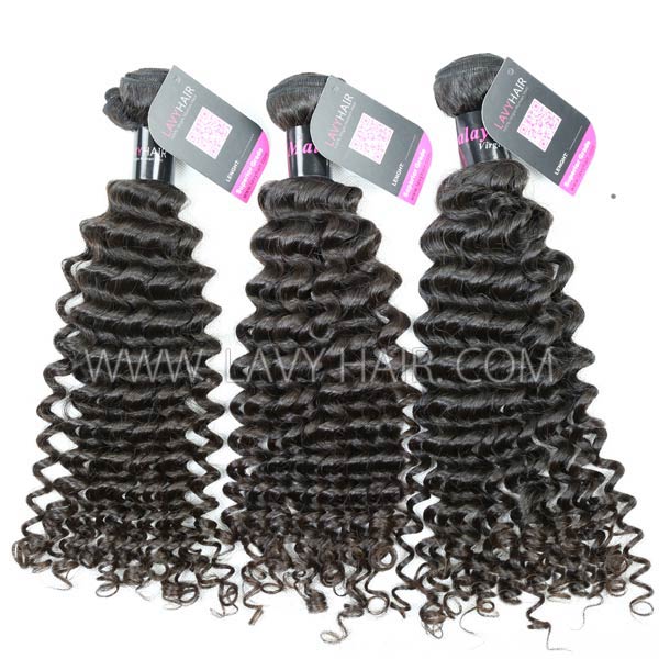 Superior Grade mix 3 or 4 bundles Malaysian deep curly Virgin Human Hair Extensions