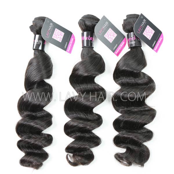 Superior Grade mix 3 bundles with lace closure Malaysian loose wave Virgin Human hair extensions