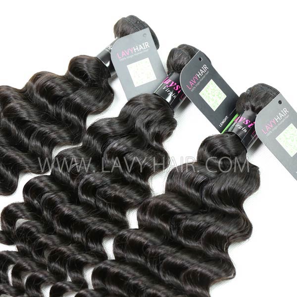 Regular Grade mix 3 bundles with lace closure Malaysian Deep wave Virgin Human hair extensions