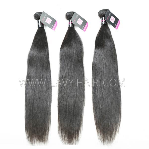 Superior Grade mix 3 bundles with silk base closure 4*4" Malaysian Straight Virgin Human hair extensions