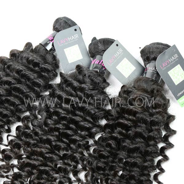 Regular Grade mix 3 or 4 bundles Malaysian Deep Curly Virgin Human Hair Extensions