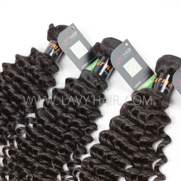 Regular Grade mix 3 bundles with lace closure Burmese Deep Curly Virgin Human hair extensions
