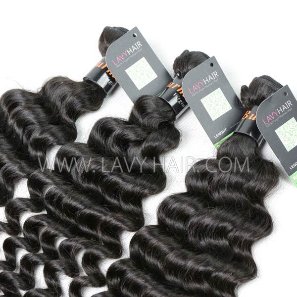 Regular Grade mix 3 bundles with lace closure Burmese Deep wave Virgin Human hair extensions