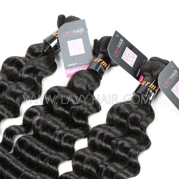 Superior Grade mix 4 bundles with lace closure Burmese Deep wave Virgin Human hair extensions