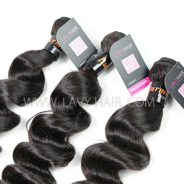 Superior Grade mix 3 bundles with silk base closure 4*4" Burmese loose wave Virgin Human hair extensions