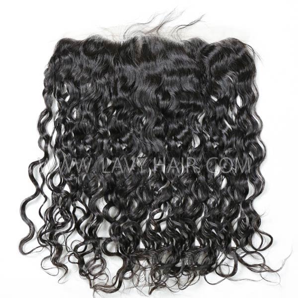 Superior Grade #1B Color Ear to ear 13*4 Lace Frontal 4c Curly Baby Hair Natural Wave Human hair Swiss lace