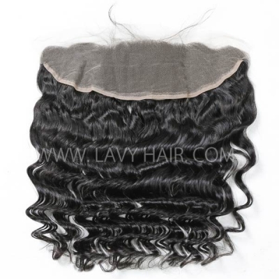 #1B Color Ear to ear 13*4 Lace Frontal Loose Wave Human hair Swiss lace
