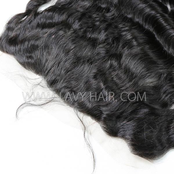 Superior Grade #1B Color Ear to ear 13*4 Lace Frontal Loose Wave Human hair Swiss lace 4C Curly Hairline