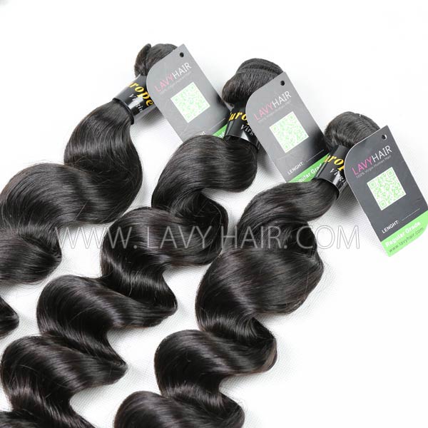 Regular Grade mix 3 bundles with silk base closure 4*4" European Loose Wave Virgin Human hair extensions