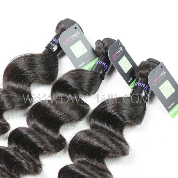 Regular Grade 1 bundle Mongolian Loose Wave Virgin Human hair extensions