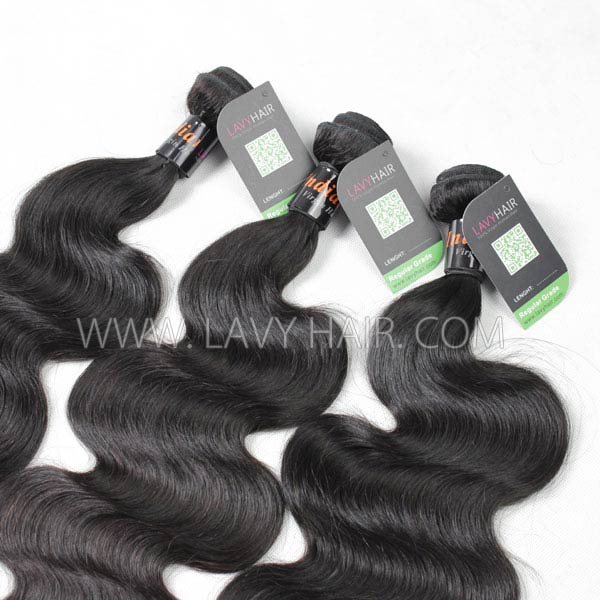 Regular Grade mix 3 bundles with lace closure Indian Body wave Virgin Human hair extensions