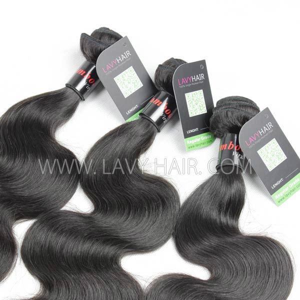 Regular Grade mix 3 bundles with silk base closure 4*4" Cambodian Body Wave Virgin Human hair extensions