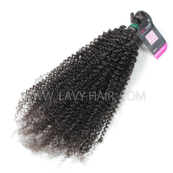 Superior Grade mix 3 bundles with silk base closure 4*4" Brazilian Kinky Curly Virgin Human hair extensions