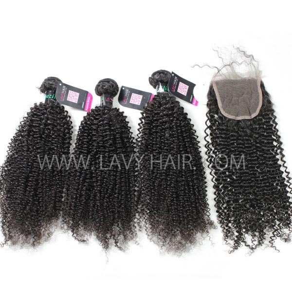 Advanced Grade 3 bundles with 4*4 5*5 lace closure Deal Kinky Curly Hair Transparent /HD Lace Brazilian Peruvian Malaysian Indian