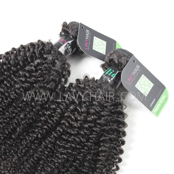 Regular Grade mix 4 bundles with lace closure Brazilian Kinky Curly Virgin Human hair extensions