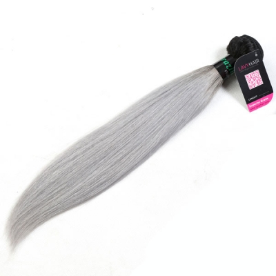 Superior Grade 1 bundle Brazilian Straight Ombre Silver Gray Human hair extensions