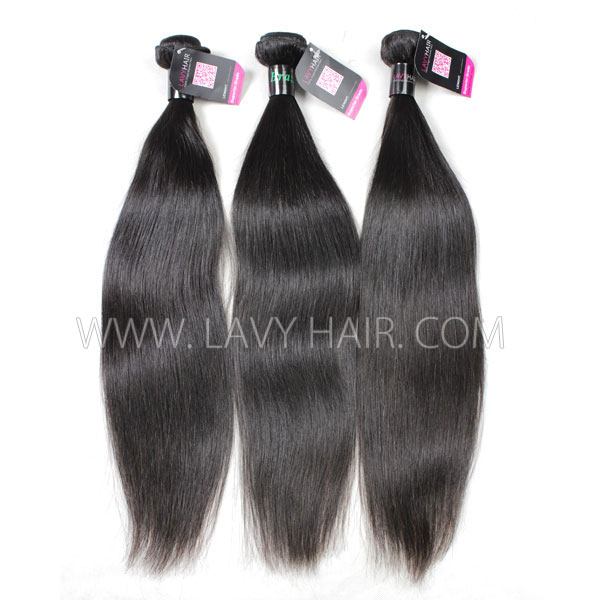 Superior Grade 3/4 Bundles Straight Virgin Human Hair Extensions Brazilian Peruvian Malaysian Indian European Cambodian Burmese Mongolian