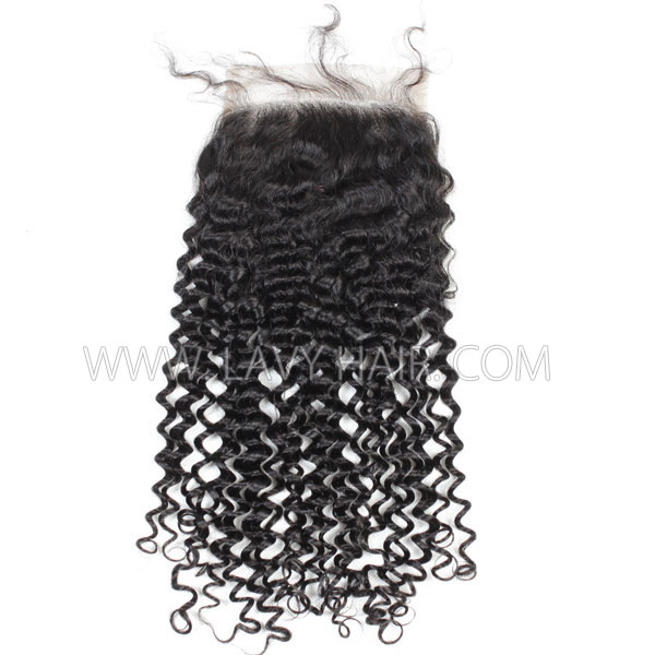 Lace top closure 5*5" deep curly Human hair medium brown Swiss lace