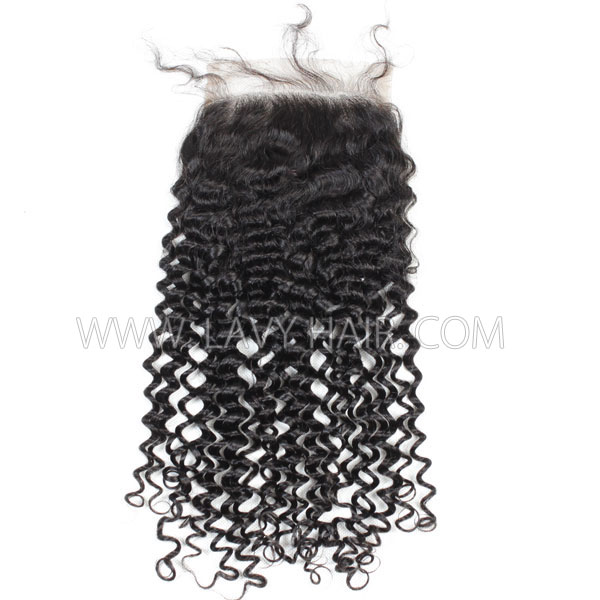 Superior Grade Deep Curly 4C Curly Baby Hair Lace closure 5*5" Human hair medium brown Swiss lace