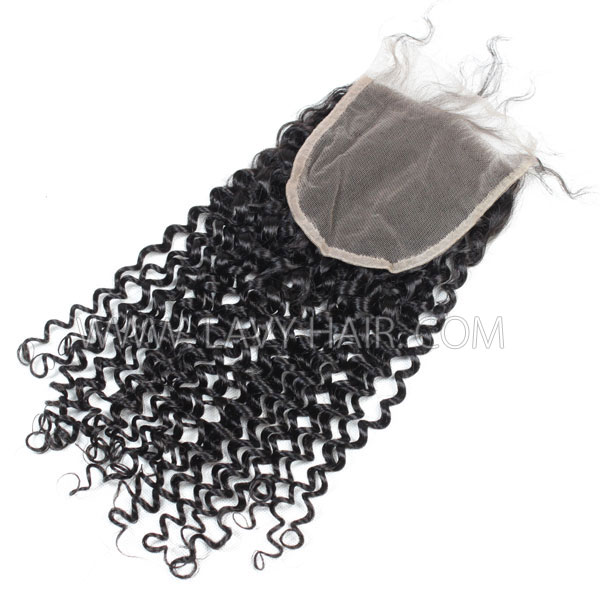 Superior Grade Deep Curly 4C Curly Baby Hair Lace closure 5*5" Human hair medium brown Swiss lace