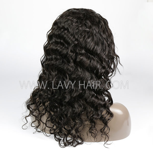 Lace Frontal Wigs With Bangs 130% Density Loose Wave Human Hair