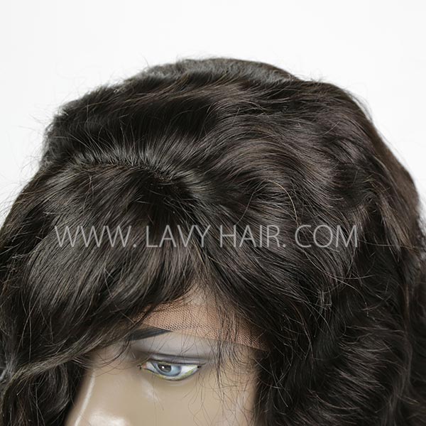 Lace Frontal Wigs With Bangs 130% Density Body Wave Human Hair