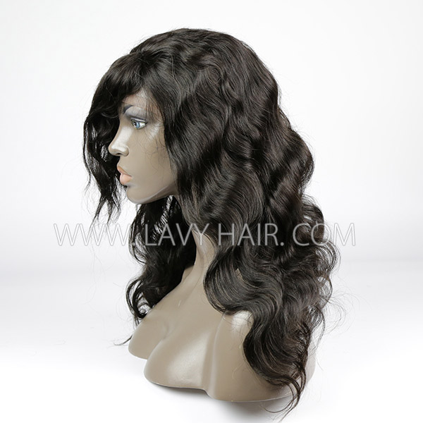 Lace Frontal Wigs With Bangs 130% Density Body Wave Human Hair