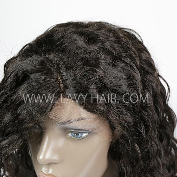 Lace Frontal Wigs With Bangs 130% Density Loose Wave Human Hair