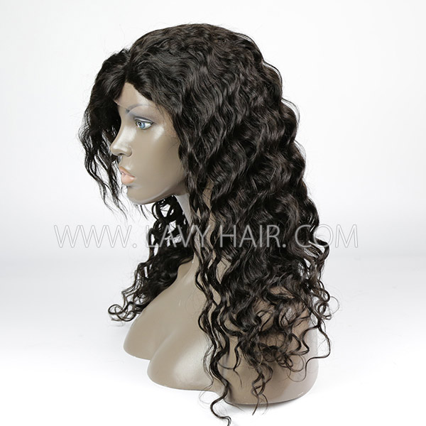 Lace Frontal Wigs With Bangs 130% Density Loose Wave Human Hair