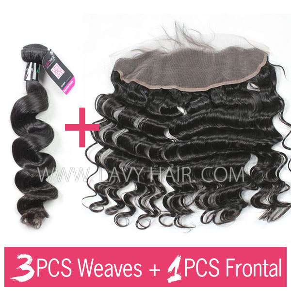 Superior Grade 3 bundles with 13*4 13*6 lace frontal Deal HD Lace and Transparent Lace loose wave Virgin hair Brazilian Indian Cambodian