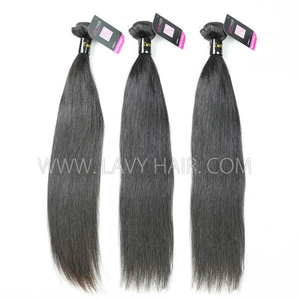 Superior Grade 3 bundles with 13*4 lace frontal closure European Straight Virgin Human Hair Extensions