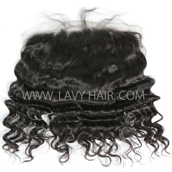 #1B Color Ear to Ear 13*6 Lace Frontal Loose Wave Human hair Swiss lace