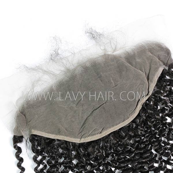 #1B Color Ear to Ear 13*6 Lace Frontal Deep Curly Human hair Swiss lace