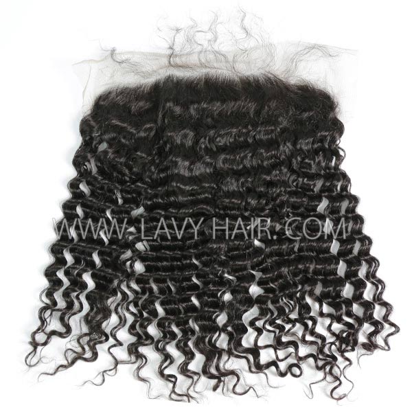 #1B Color Ear to Ear 13*6 Lace Frontal Deep Wave Human hair Swiss lace